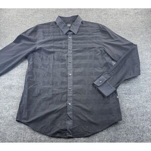 BOSS Hugo Boss Dress Shirt Mens XL Black‎ Slim Fit Long Sleeve Button Front